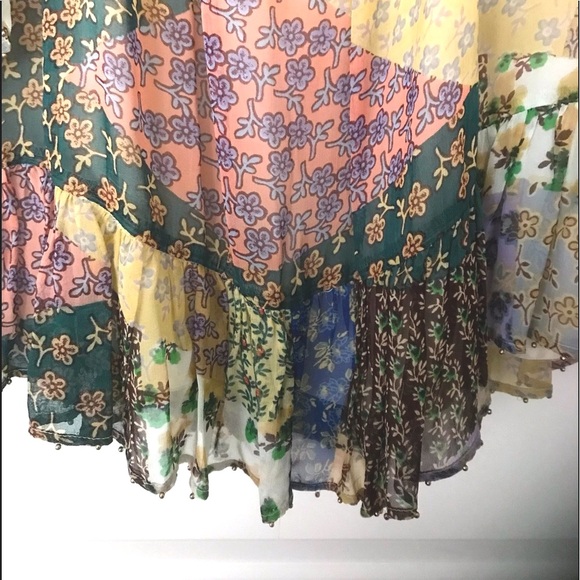 Anthropologie Floreat Boho Patchwork-Look Floral Print Top Size Small - Picture 5 of 7